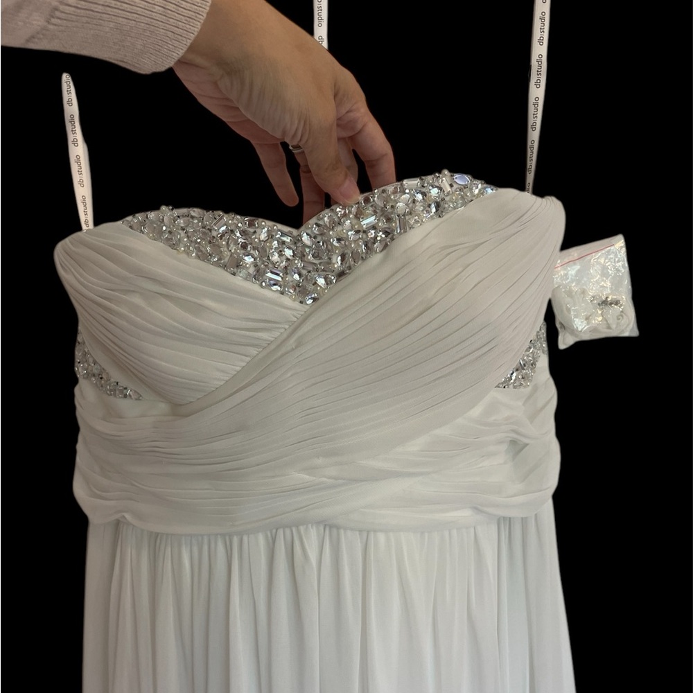 Danny Couture New York White Bridal Bride Wedding Jewel Strapless Gown Dress 14